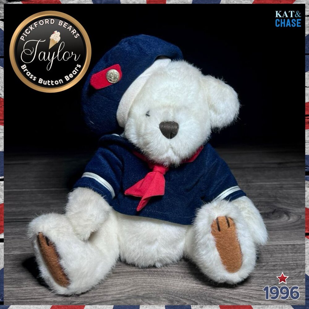 1996 Brass Button Taylor 12" Plush Sailor Teddy Bear Of Happiness Jointed Animal